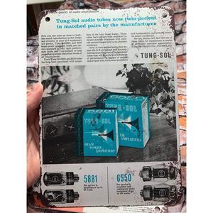 Vintage Hi-Fi Advertising Metal Sign Tung Sol Audio Tubes Audiophile 10 x 7 EUC